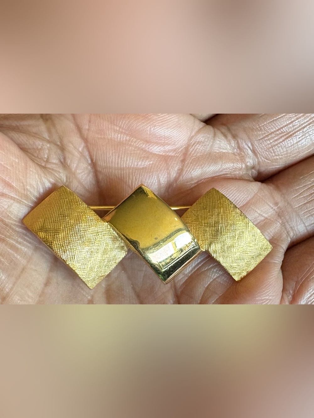 Vintage Gold Tone Geometric Statement Brooch